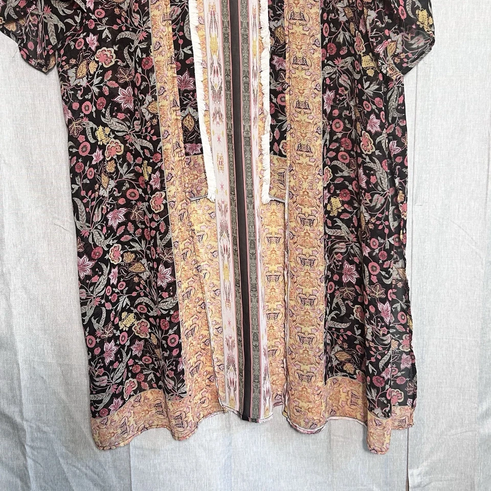 Cardigã aberto KORI AMERICA pequeno/médio quimono espanador floral multicolorido (A) - Imagem 3 de 4