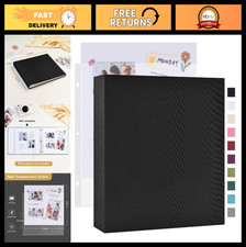 Large 12x12 Inch 3 Ring Scrapbook Photo Album, 80 Pages, Linen Cover, DIY Binder