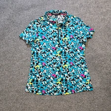 Jamie Sadock Top Women SIze Medium Green Black 1/4 Zip Golf Performance Stretchy