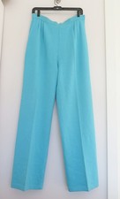 ST. JOHN Collection Turquoise Blue  Pleated High Waist Santana Knit Pants 8