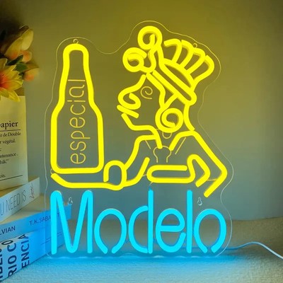 Neon Sign LED Neon Beer Bar Sign Man Cave Decor Logo w Mount CERVEZA MODELO 1925