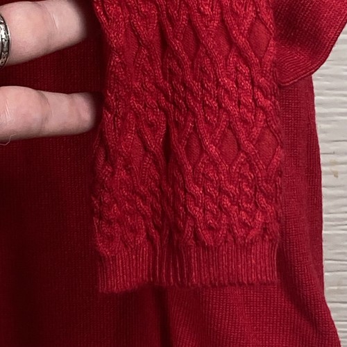 Tribal Sweater Womens Medium Poppy Red V Neck Pullover Textured Trim Knit New - Picture 4 of 7