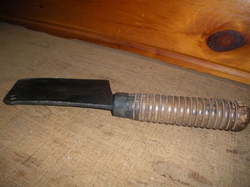 Vintage Hand Forged Butcher's Meat Cleaver / 1800's Butcher Shop Tool - Picture 10 of 10