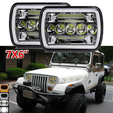 Pair 5x77x6 Led Headlights Highlow Beam Drl Sea For Jeep Wrangler 1987-1995