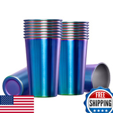 MEWAY 16-Pack 16oz Stainless Steel Pint Cups - Healthy, Unbreakable, Stackable