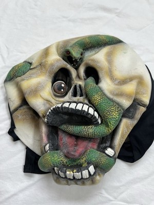 Squeeze Light Mummy Head Mask Latex Snake Light Up Eyes Scary Halloween Spooky