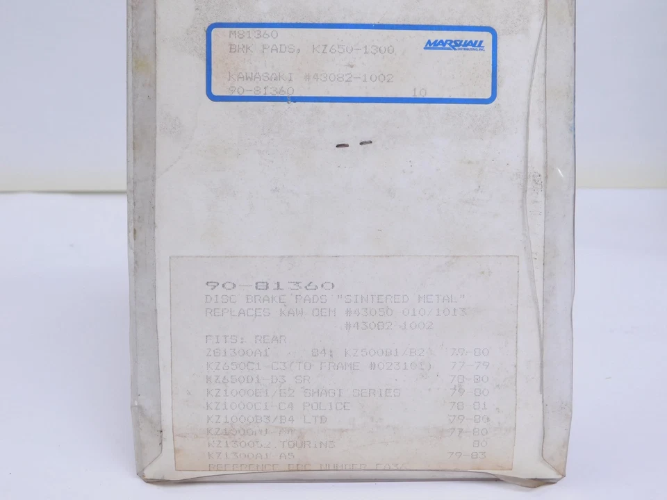EMGO para pastillas de freno traseras Kawasaki 1977-1986 ZG KZ650 KZ1000 KZ1300 43082-1002 Foto 2 de 3