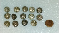 Lot of 14  Antique Floral Flower Shank Buttons Pewter ?