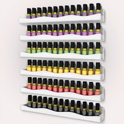 15'' Nail Polish Rack Wall Mounted Shelf6 Pack White Acrylic Nail Polish Organ...
