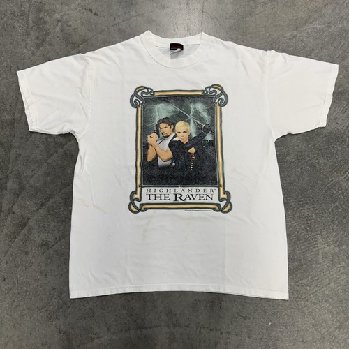 Vintage Highlander Shirt Mens XL The Raven Promo TV Series Show White 90s