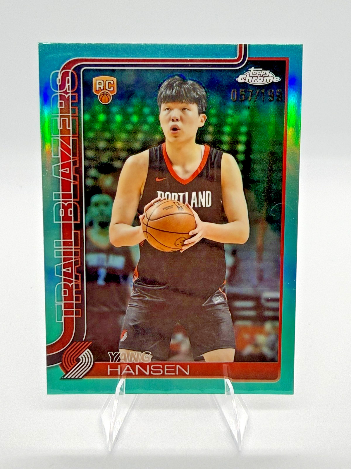 2025-26 Topps Chrome Yang Hansen Rookie RC #266 Aqua Refractor 57/199