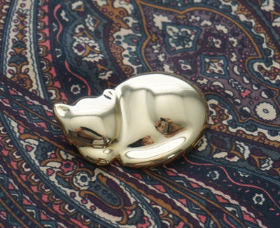 Vintage Signed Liz Clayborne Gold-Tone Cat Pin Brooch