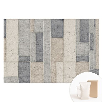 Non-Woven XXL Wallpaper 3D Effect Bedroom Rectangles In Shades Of Beige And Gray