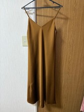 UNIQLO Satin Camisole Slip Dress Camel S Adjustable Strap Used