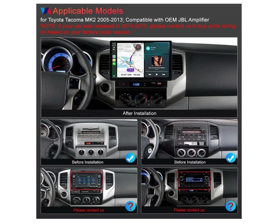 ASURE 13.1" Android 14 Car Stereo for Toyota Tacoma 2005–2013 CarPlay 4+64GB QLE - Image 2 of 4