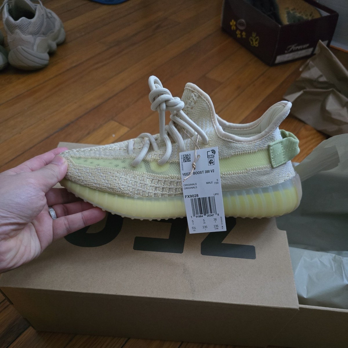 adidas Yeezy Boost 350 V2 Lace Up Youth Boys Beige Sneakers Casual Shoes  FX902