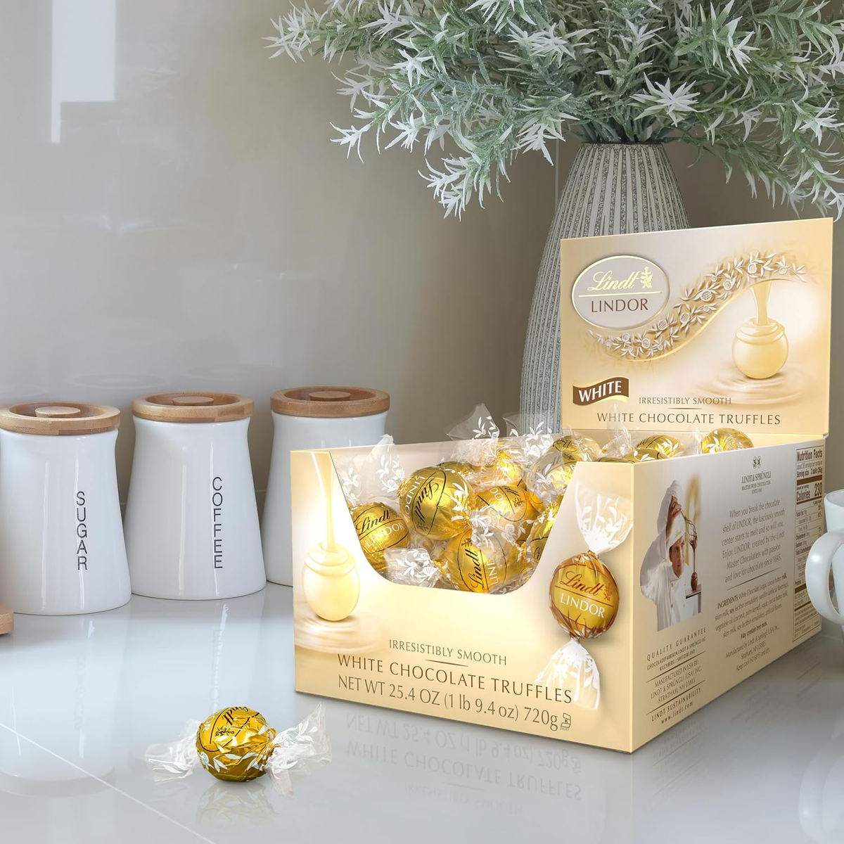 LINDOR White Chocolate Candy Truffles, White Chocolate Candy with