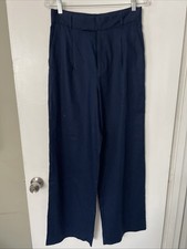 Banana Republic Pants Womens Linen Blend Wide Leg Dress Pant Size 6 Navy High...
