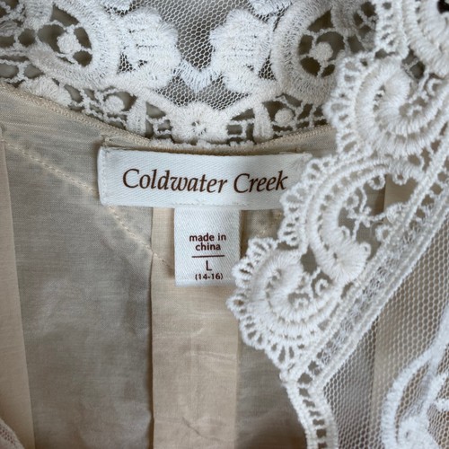 Coldwater Creek Silk/Cotton Blend Long Sleeve Romantic Coquette Blouse Large - Picture 9 of 17