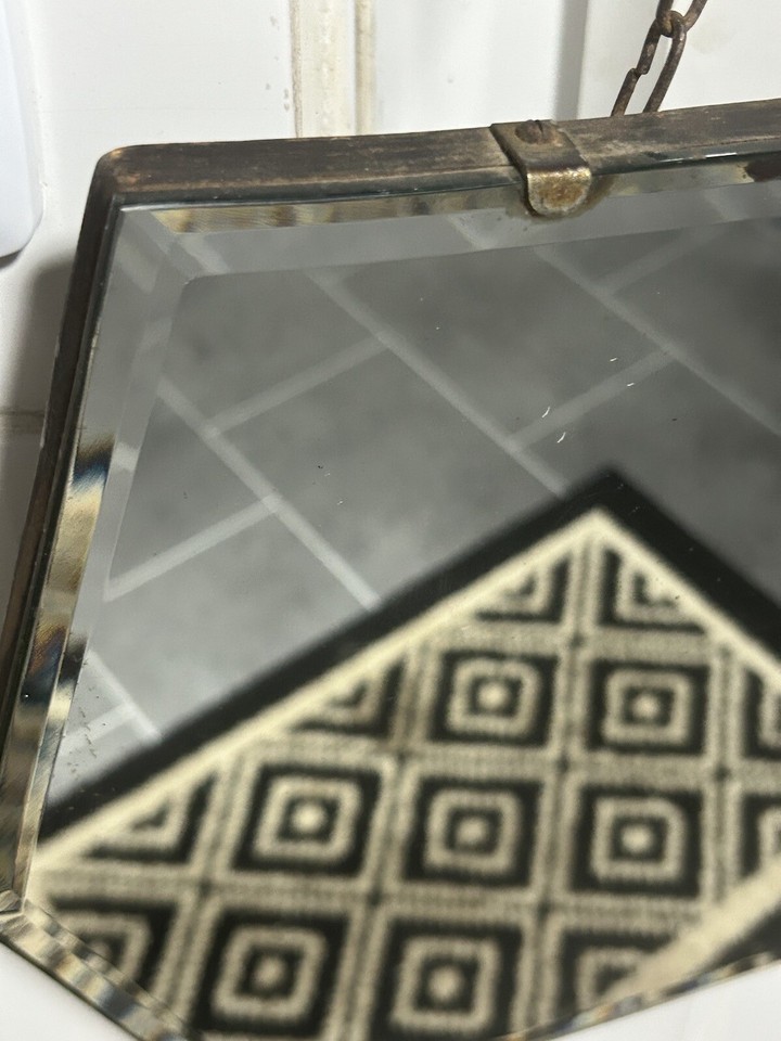 Wall Mirror Antique Hexagonal Aged 30cmx45cm Beautiful Vintage Mirror