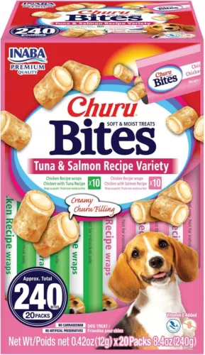 INABA Churu Bites Dog Treat, Grain-Free, Baked Chicken Filled with Churu, Recipe