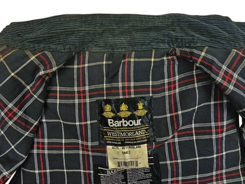 HOT VINTAGE Men's BARBOUR @ A225 WESTMORLAND LINED BLUE GRAY WAXED VEST Jacket S - Picture 13 of 17