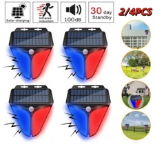 2/4X Solar Alarm Light Strobe Light Wireless Motion Sensor Detector Outdoor LED