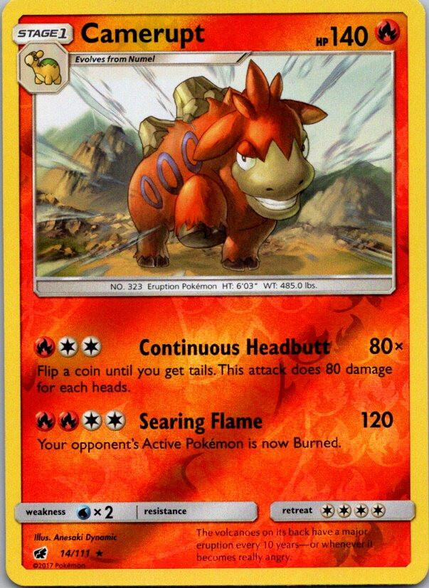 Pokemon Crimson Invasion Camerupt Reverse Holo 14/111