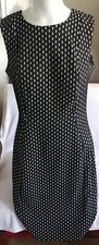 Calvin Klein Womens Dotted Blk White Sleeveless A Line Fitted Dress Sz 10
