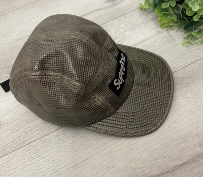 SUPREME LAMINATED BOX WEAVE CAMP CAP HAT WATERPROOF GRAY