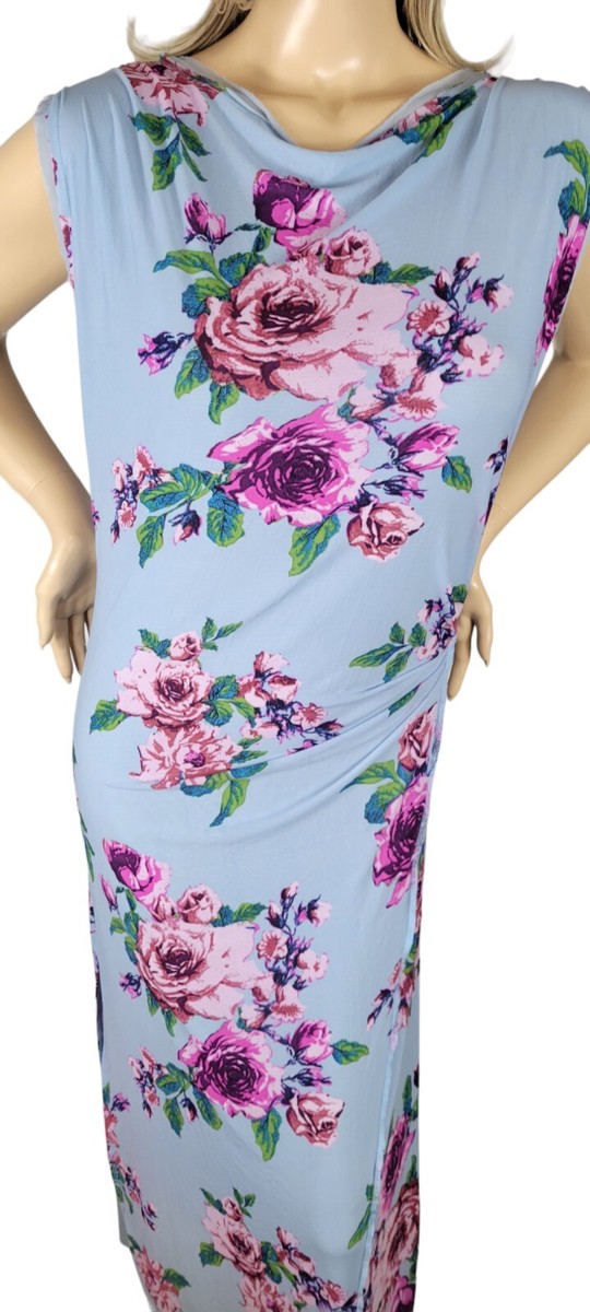 carmel floral mesh dress FREE PEOPLE Floral Rose Print Mesh Carmel Side Slit Bodycon Midi Dress SMALL 4/6