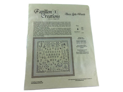 Papillon Creations Three Little Words Cross Stitch Pattern Love Sampler