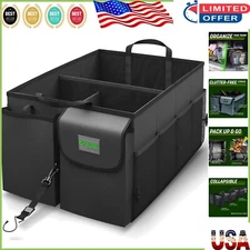 Collapsible Car Trunk Organizer with 9 Compartments - Black SUV Storage Solution