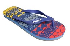 FootFit Printed Design Flip Flop For Men's Slipper AM-37  9, Blue/Grey, numeri
