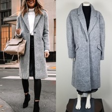 Express Grey Minimalist Neutral Quiet Luxury Shaggy Wool Blend Car Coat Size Xl