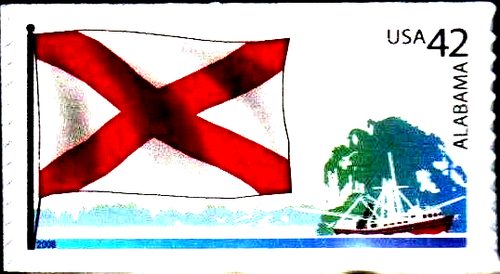 ALABAMA STATE FLAG US 2008 SCOTT #4274 FLAGS OF OUR NATION SET I - MVF 42c STAMP