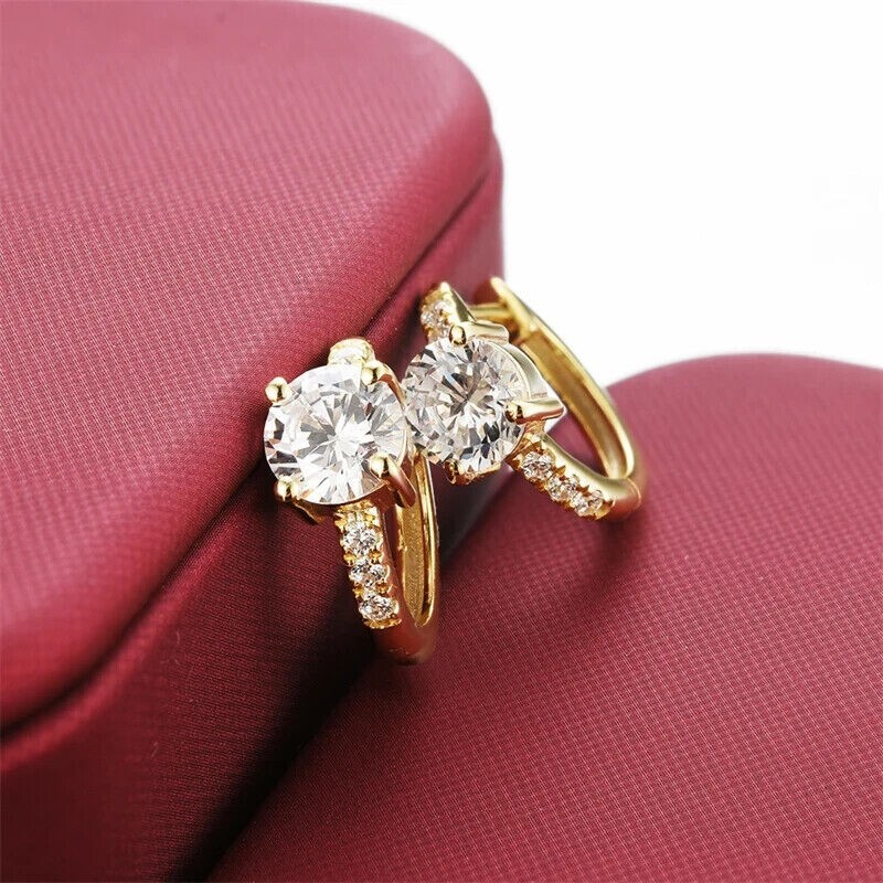 1.20Ct Round Cut Simulated Diamond Lovely Hoop Earring In 14k Yellow Gold Plated