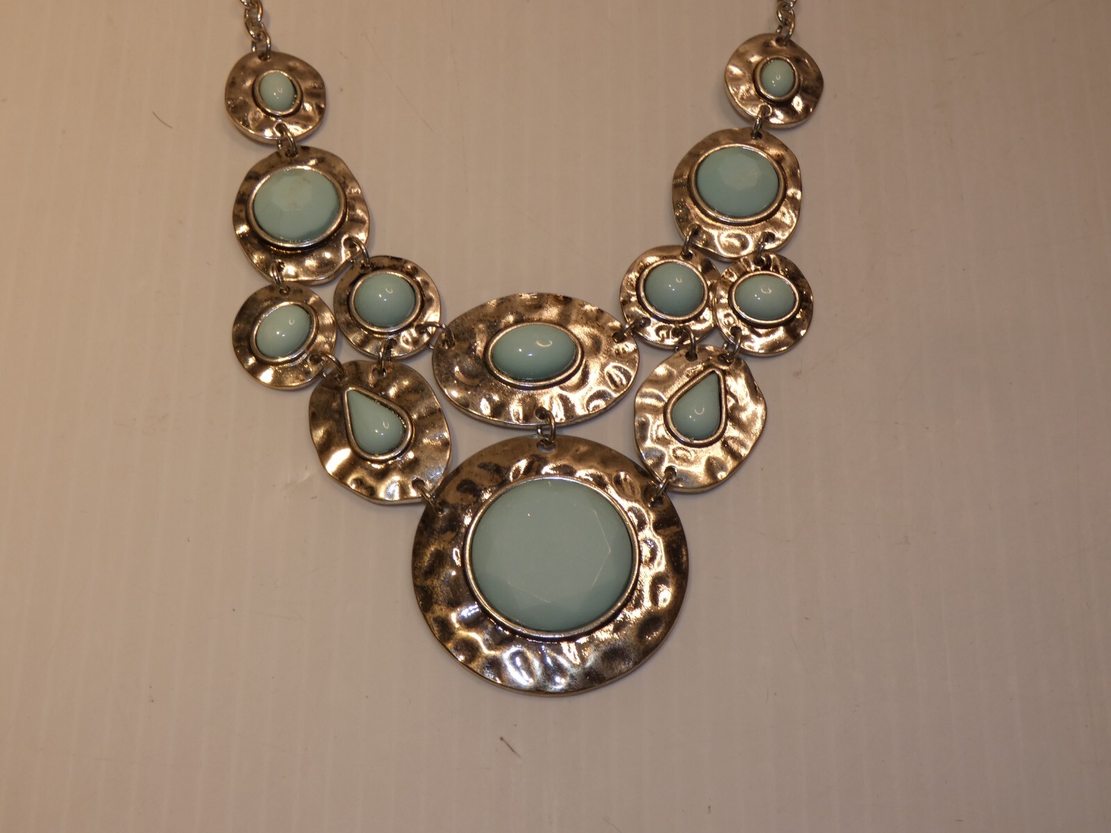 Ruby Road Necklace, Multi-Shape Silver Tone Disks… - image 2