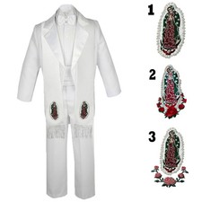Baby Toddler Boy Christening Baptism Formal Tail White Tuxedo Suit Stole Sm-20