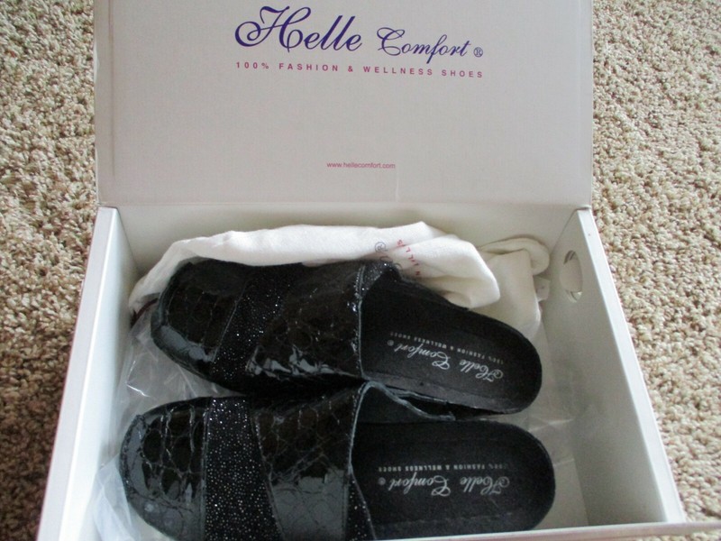 NEW HELLE Sole COMFORT AMORTA MULES SHOES, SIZE (38) Flexible BLACK