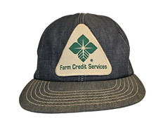 Farm Credit Services Hat Mens Snapback Blue Denim USA Made Patch 6 Panel Vintage