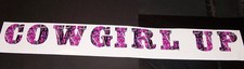 DARK Pink Girl Camo COWGIRL UP Windshield Decal Sticker Country Horse Muddy 4x4
