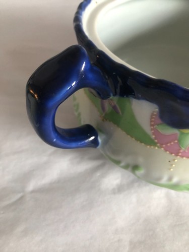 Antique KINRON Nippon Hand-Painted Gilded Covered Vanity Dish Cobalt Blue - Picture 5 of 13