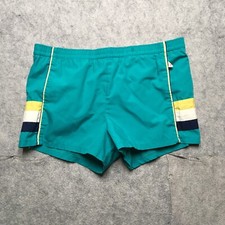 Vintage Jantzen Swimwear Trunks Mens 34 36 Teal Blue 2.5" Lined Side Striped