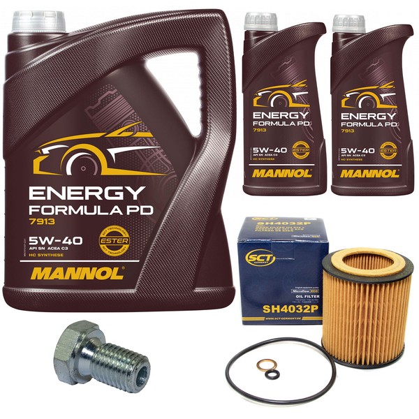 MotoröL Set Mannol 5W-40 7 Liter + ÖLfilter + Schraube FüR Bmw 7Er 730I Li E65-image