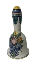 Delft Poly Hand Painted Tulips Bell Holland USA 7” Tall, BL106, signed