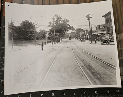 1912 FLUSHING BROADWAY & LAWRENCE QUEENS TROLLEY NYC New York City Photo 8x10