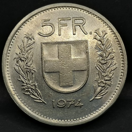 5 FRANCS 1974 TETE DE BERGER SUISSE / SWITZERLAND CUPRONICKEL - Picture 1 of 2