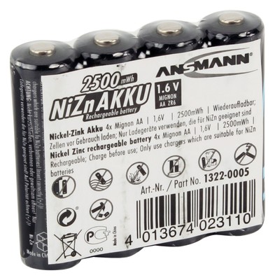 1x4 Ansmann NiZn Akku Mignon AA 2500 mWh