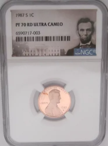1987-S Lincoln Memorial Cent NGC PF70 RD ULTRA CAMEO =SCARCE  RARE Minor Toning
